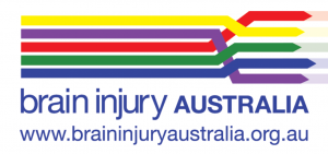 Brain injury Australia logo. Lots of coloured lines intersecting