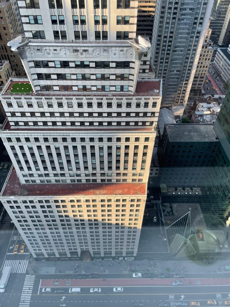 View of New York streets from the window of a skyscraper